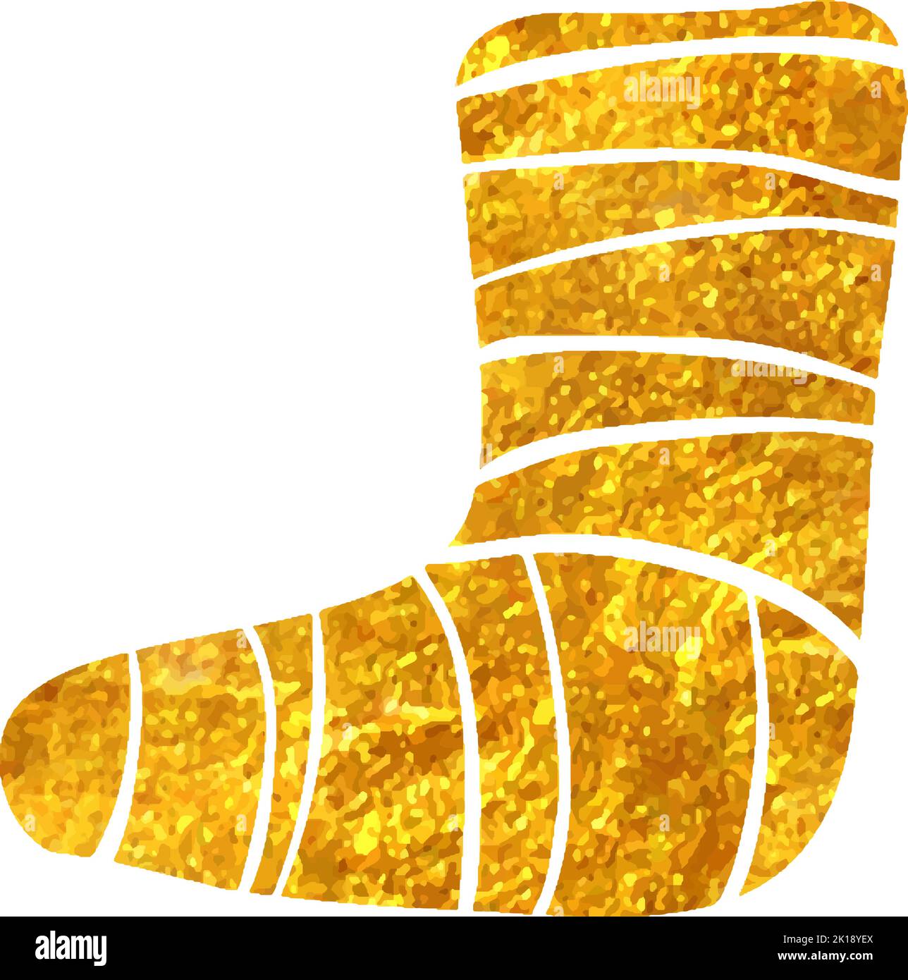 Icône de pied blessé tirée à la main dans une illustration vectorielle de texture en feuille d'or Illustration de Vecteur