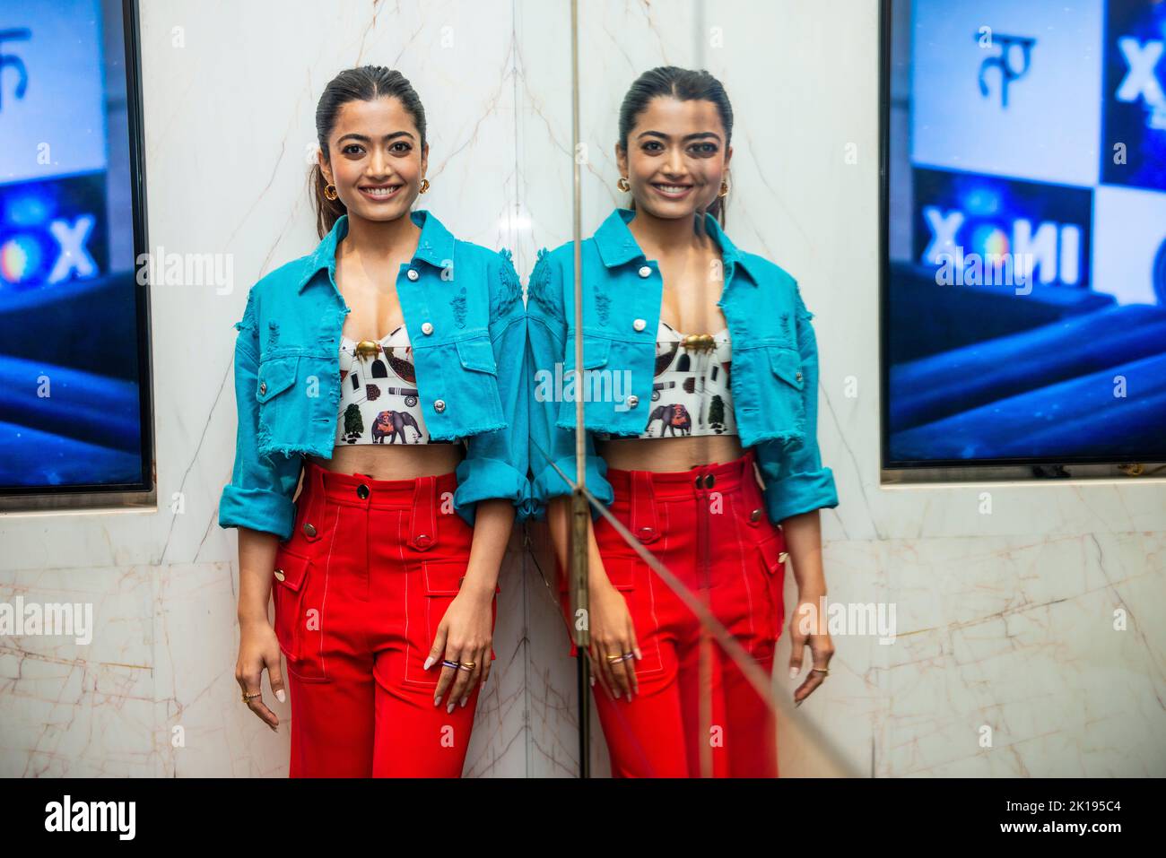 New Delhi, Inde. 16th septembre 2022. Rashmika Mandanna l'actrice indienne assiste à une conférence de presse sur le prochain film "Au revoir" à Nehru place, New Delhi. Crédit : SOPA Images Limited/Alamy Live News Banque D'Images