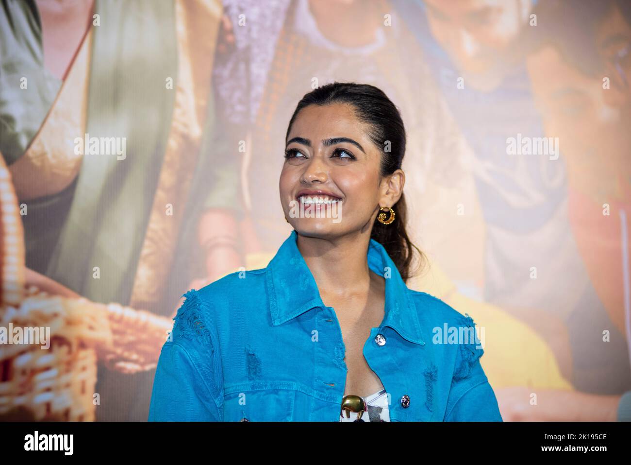 New Delhi, Inde. 16th septembre 2022. Rashmika Mandanna l'actrice indienne assiste à une conférence de presse sur le prochain film "Au revoir" à Nehru place, New Delhi. Crédit : SOPA Images Limited/Alamy Live News Banque D'Images