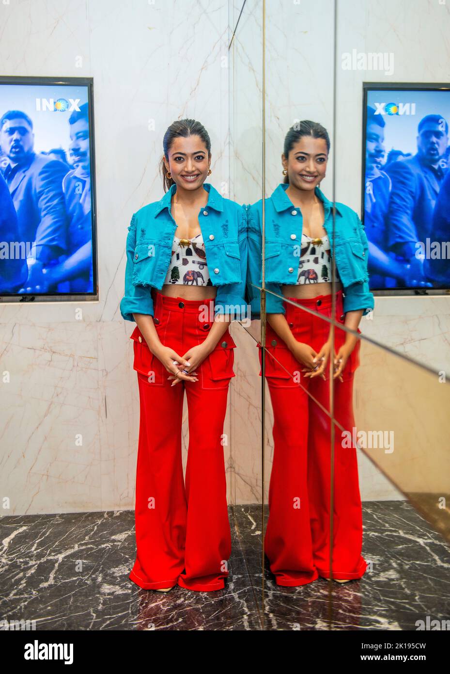 New Delhi, Inde. 16th septembre 2022. Rashmika Mandanna l'actrice indienne assiste à une conférence de presse sur le prochain film "Au revoir" à Nehru place, New Delhi. Crédit : SOPA Images Limited/Alamy Live News Banque D'Images