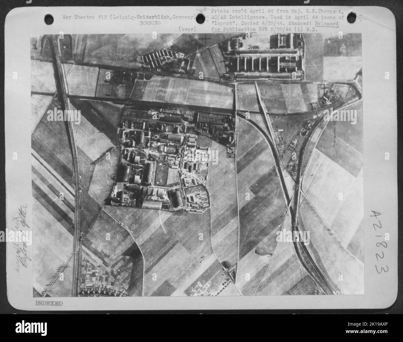 Leipzig-Heiterblick, Allemagne-avant le bombardement: Cette usine fabrique des composants pour me-109s, les envoyer à une usine d'assemblage voisine. Banque D'Images