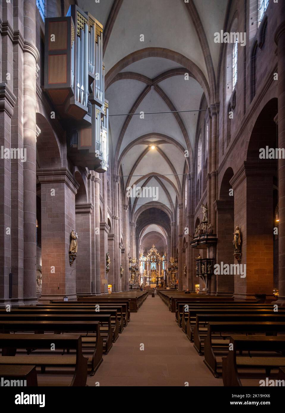 Nef, cathédrale Saint-Pierre, Wormser Dom, Worms, Rhénanie-Palatinat, Allemagne Banque D'Images