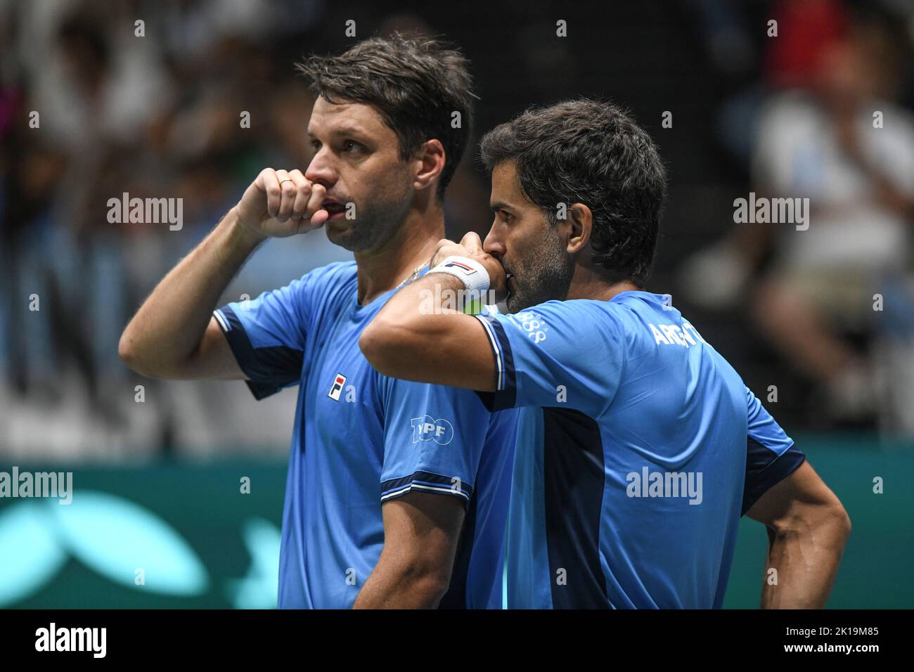 Maximo González et Horacio Zeballos (Argentine) contre la Croatie. Finale de la coupe Davis, Groupe A (Bologne) Banque D'Images