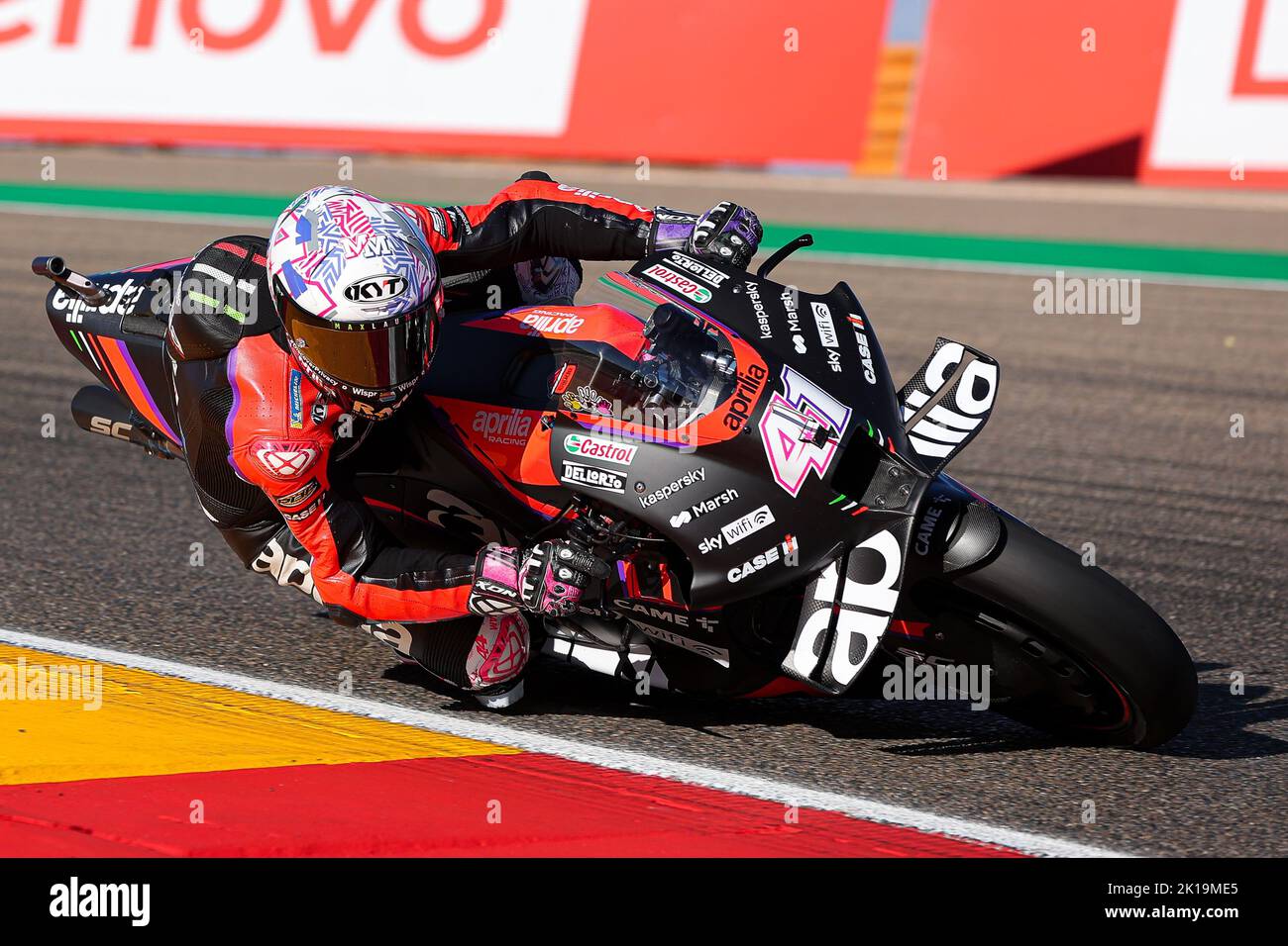 Aragon, Espagne. 16th septembre 2022. ALEIX Espargaro d'Espagne de course d'Aprilia pendant la pratique libre de MotoGP Gran Premio Animoca Brands de Aragon au circuit d'Aragon de Motorland à Alcaniz, Espagne. Crédit : DAX Images/Alamy Live News Banque D'Images