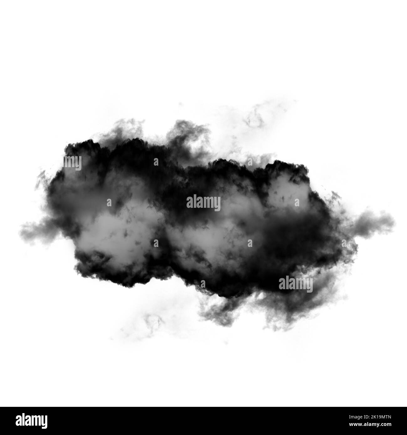 Nuage noir isolé sur fond blanc 3D illustration, forme de nuage de fumée naturelle Banque D'Images