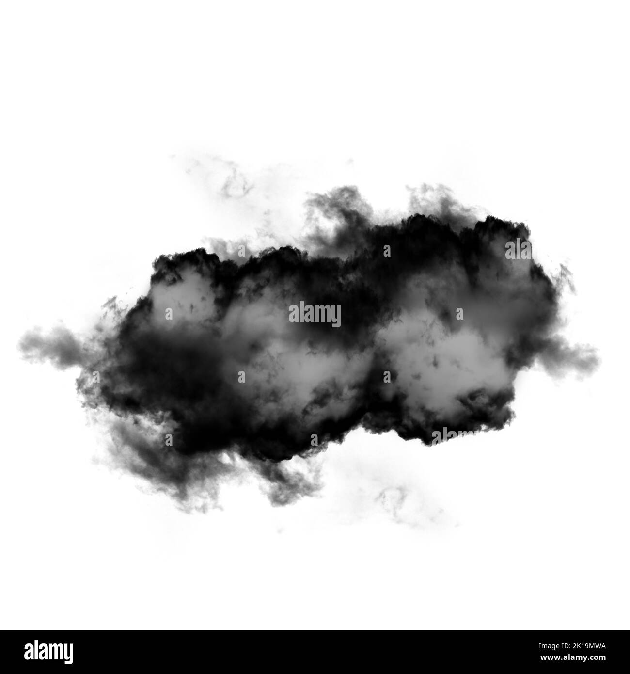 Nuage noir isolé sur fond blanc 3D illustration, forme de nuage de fumée naturelle Banque D'Images