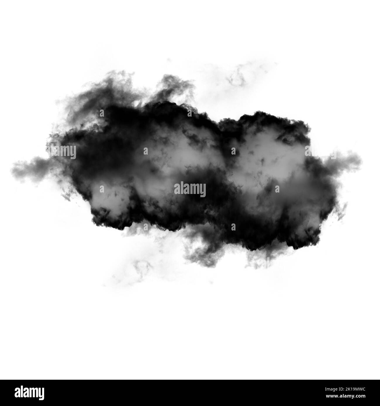 Nuage noir isolé sur fond blanc 3D illustration, forme de nuage de fumée naturelle Banque D'Images