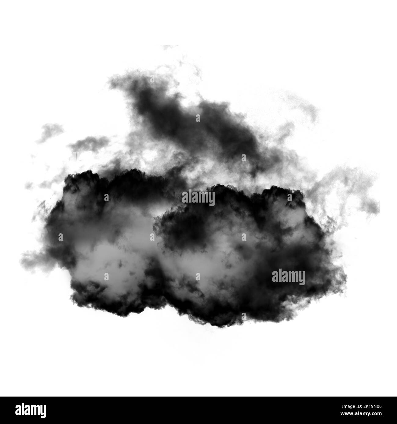 Nuage noir isolé sur fond blanc 3D illustration, forme de nuage de fumée naturelle Banque D'Images