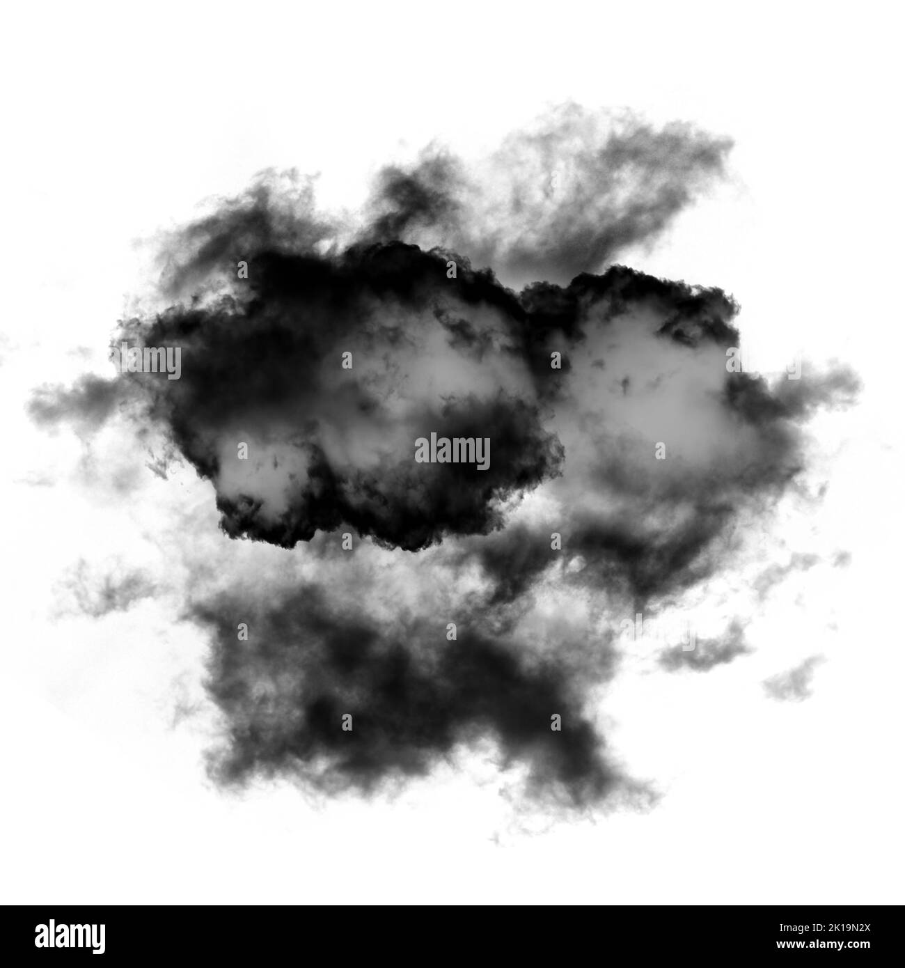 Nuage noir isolé sur fond blanc 3D illustration, forme de nuage de fumée naturelle Banque D'Images