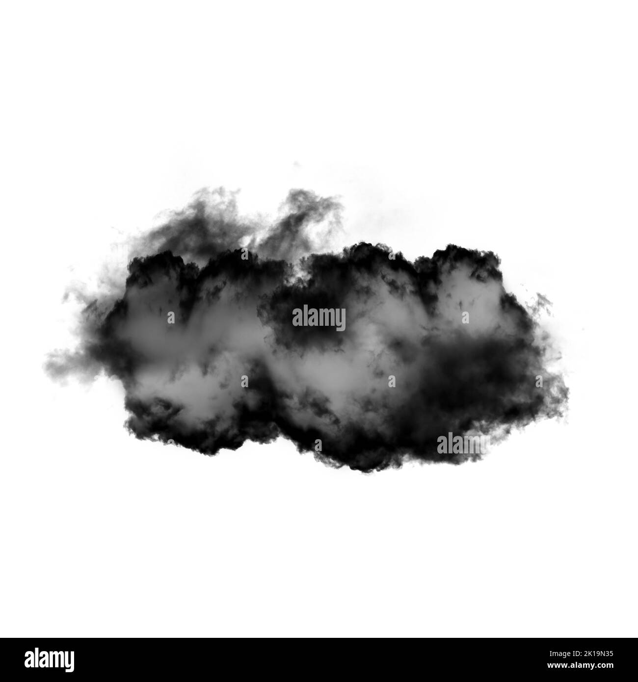 Nuage noir isolé sur fond blanc 3D illustration, forme de nuage de fumée naturelle Banque D'Images