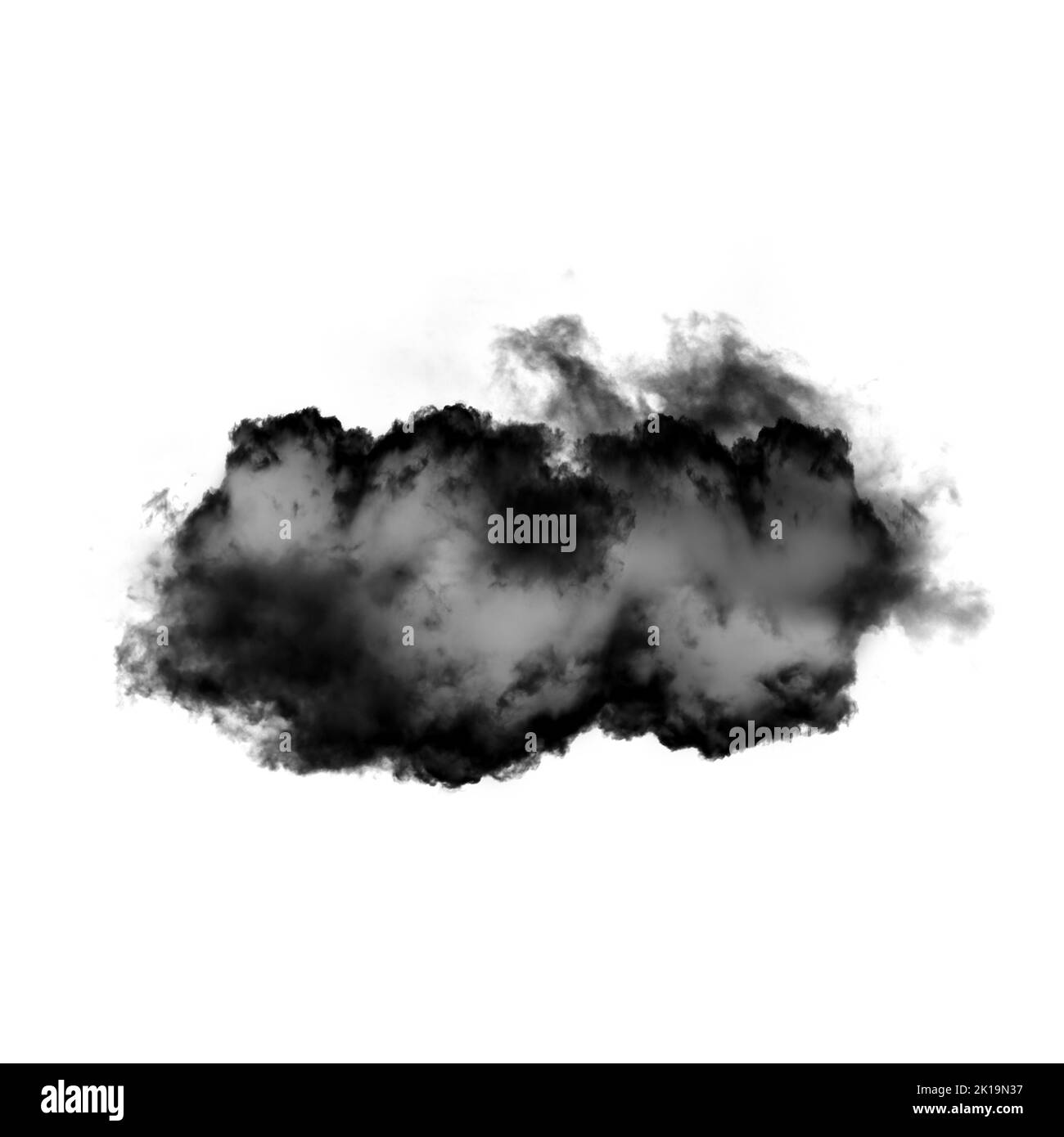 Nuage noir isolé sur fond blanc 3D illustration, forme de nuage de fumée naturelle Banque D'Images