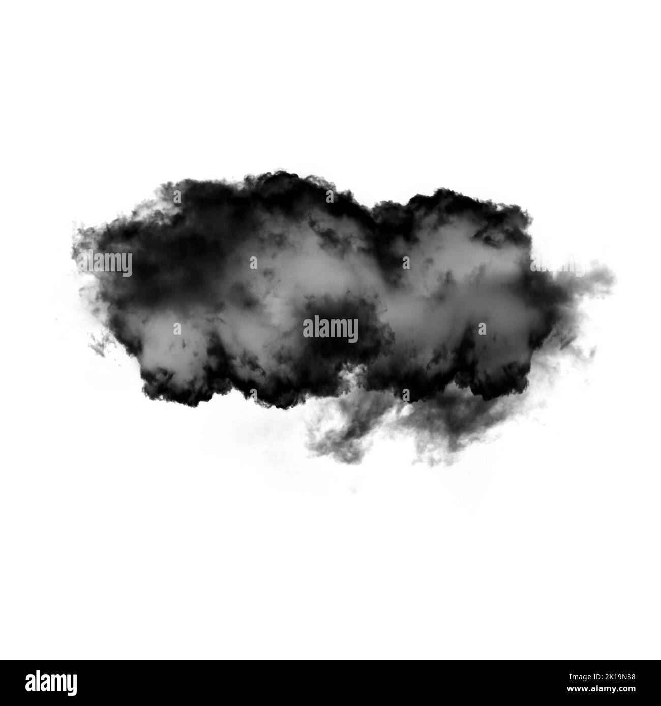 Nuage noir isolé sur fond blanc 3D illustration, forme de nuage de fumée naturelle Banque D'Images