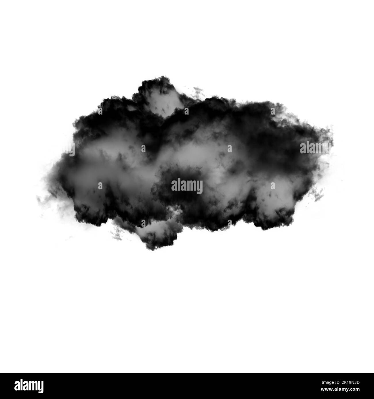 Nuage noir isolé sur fond blanc 3D illustration, forme de nuage de fumée naturelle Banque D'Images