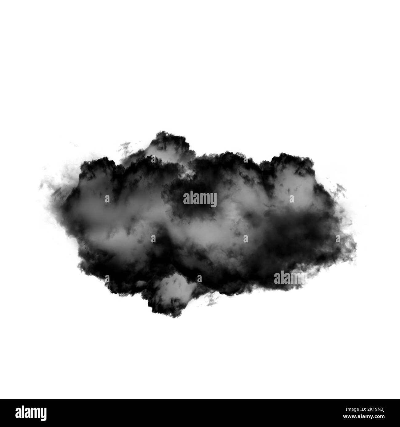 Nuage noir isolé sur fond blanc 3D illustration, forme de nuage de fumée naturelle Banque D'Images