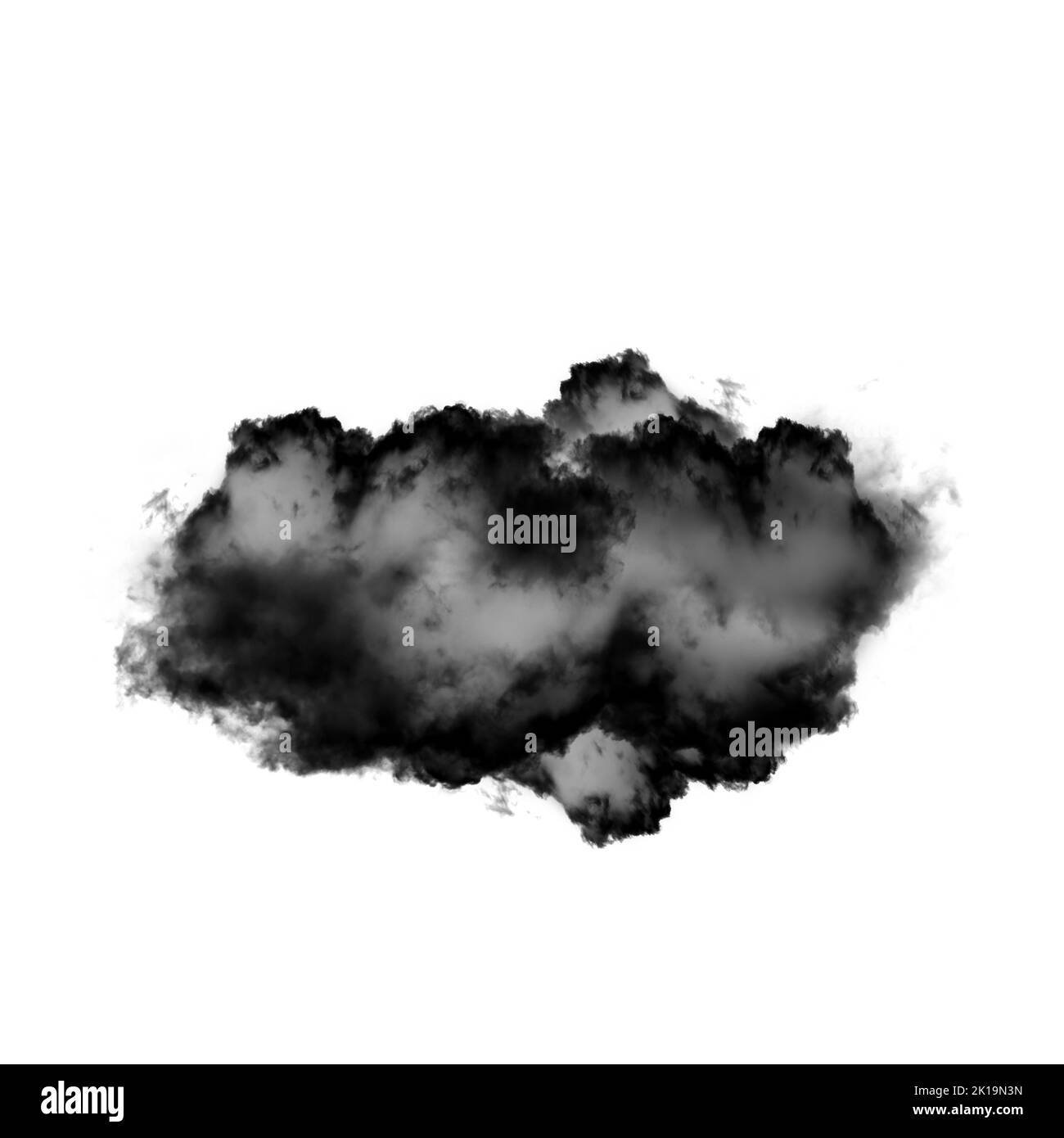Nuage noir isolé sur fond blanc 3D illustration, forme de nuage de fumée naturelle Banque D'Images