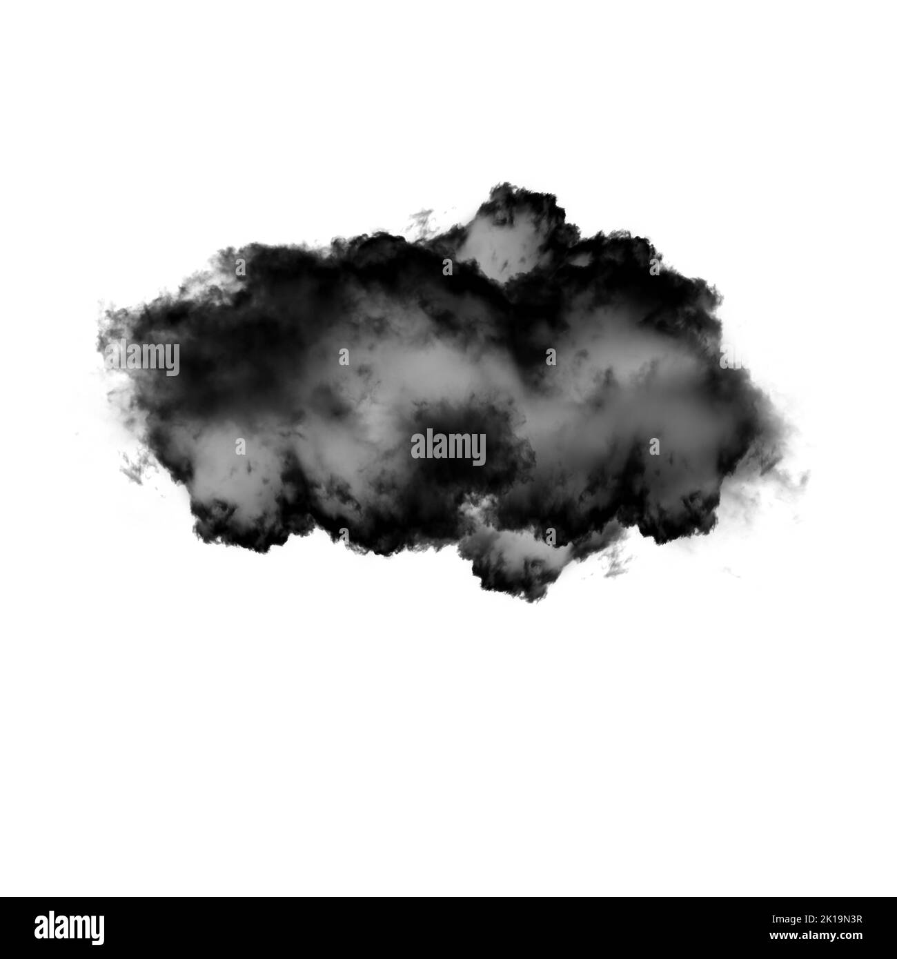 Nuage noir isolé sur fond blanc 3D illustration, forme de nuage de fumée naturelle Banque D'Images