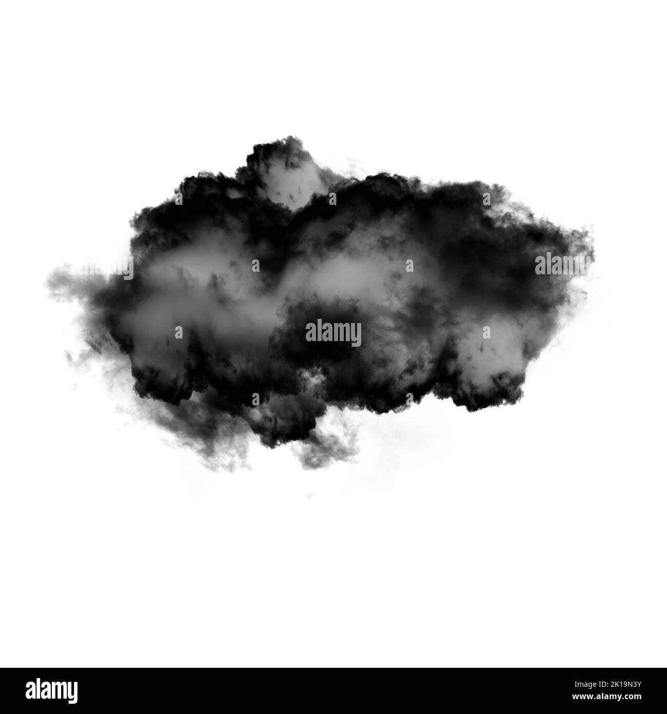 Nuage noir isolé sur fond blanc 3D illustration, forme de nuage de fumée naturelle Banque D'Images