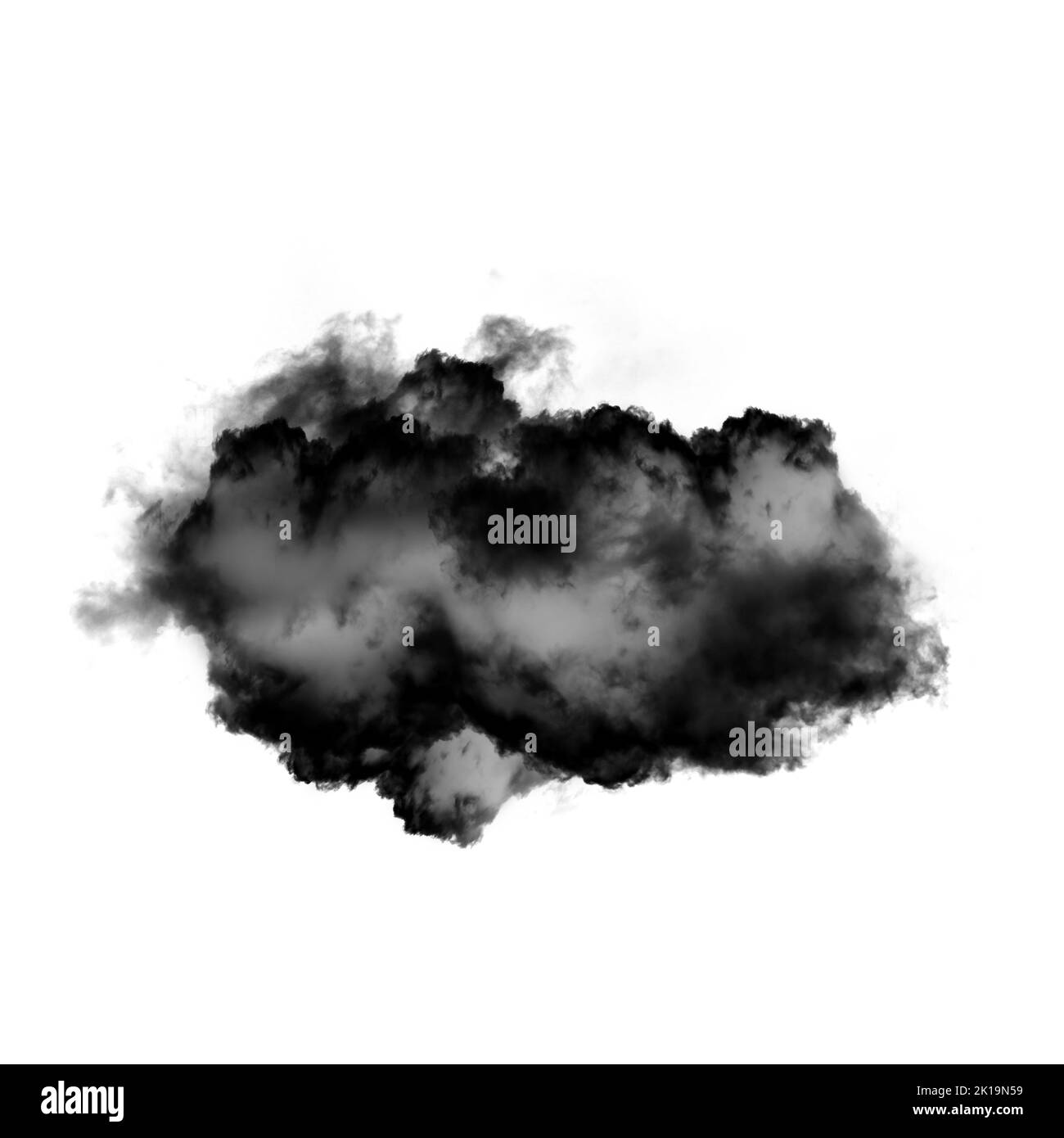 Nuage noir isolé sur fond blanc 3D illustration, forme de nuage de fumée naturelle Banque D'Images