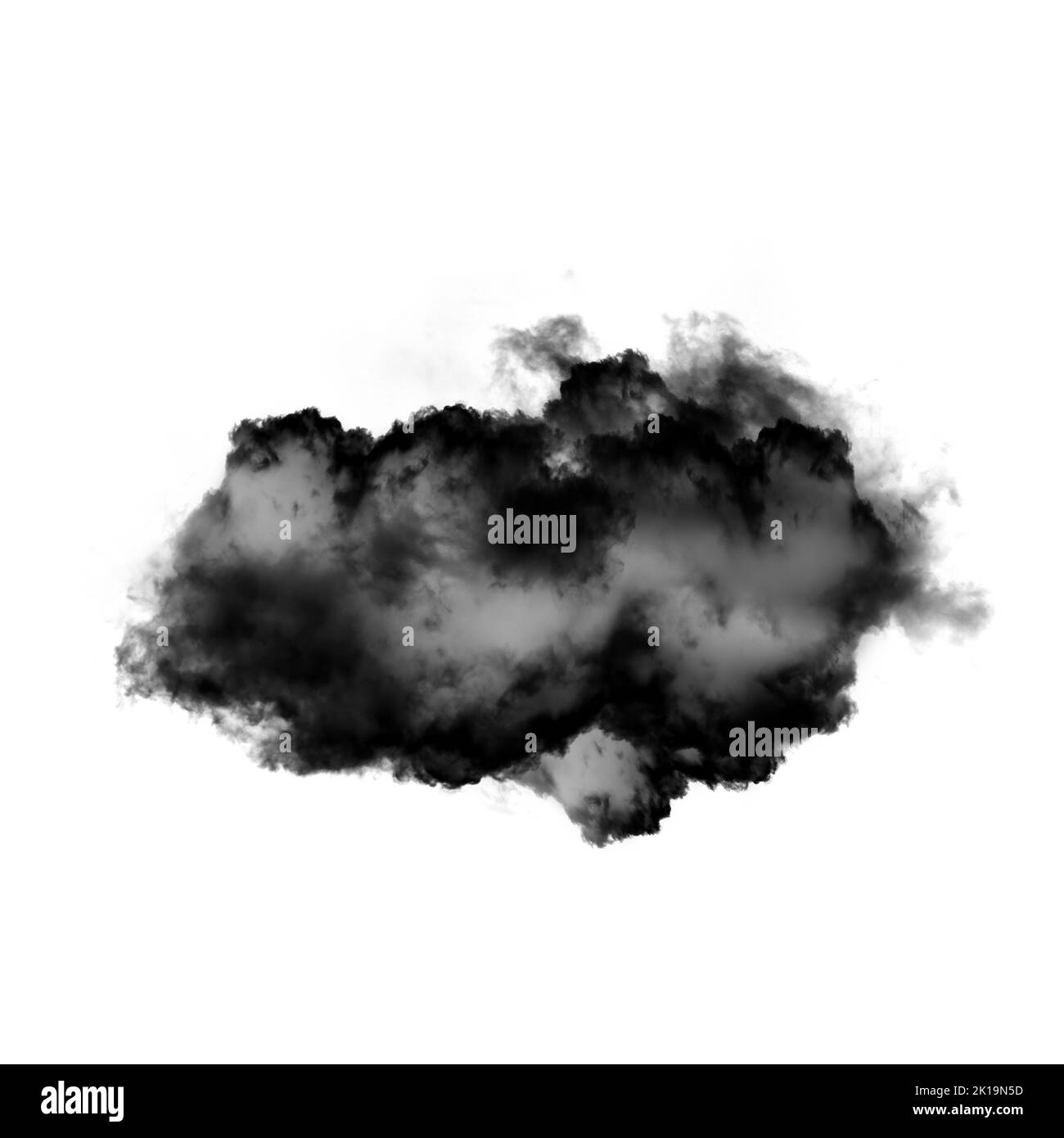 Nuage noir isolé sur fond blanc 3D illustration, forme de nuage de fumée naturelle Banque D'Images