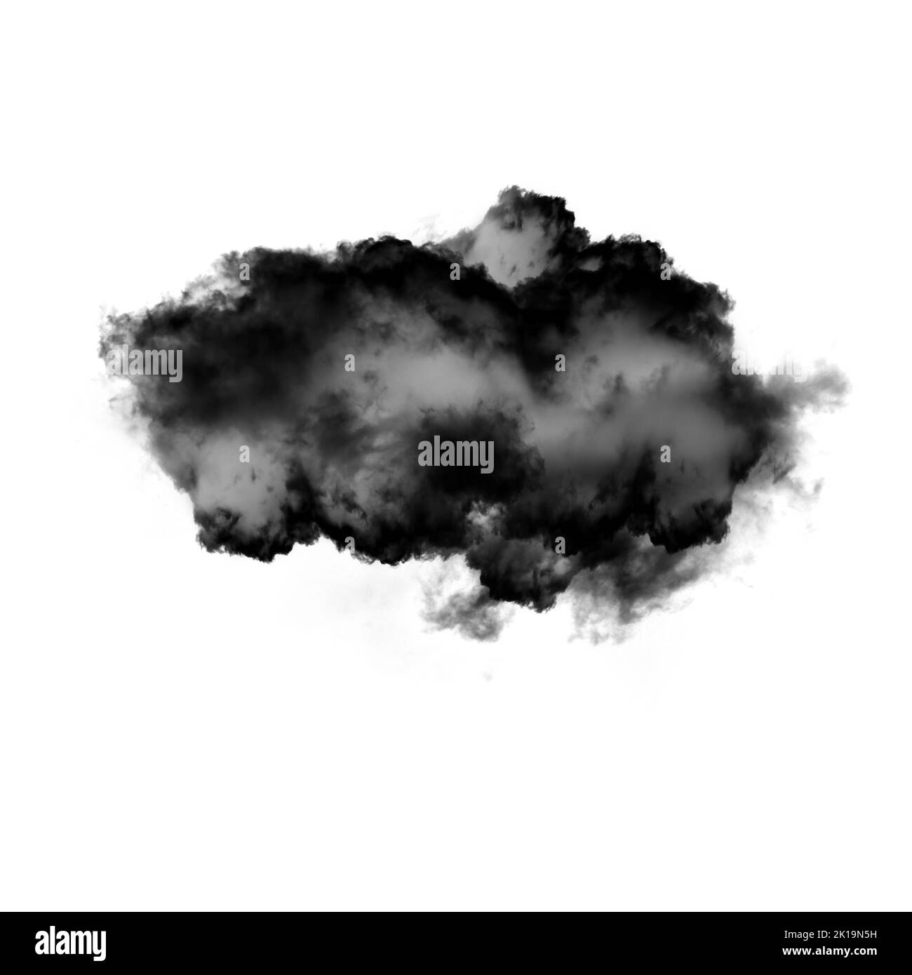 Nuage noir isolé sur fond blanc 3D illustration, forme de nuage de fumée naturelle Banque D'Images