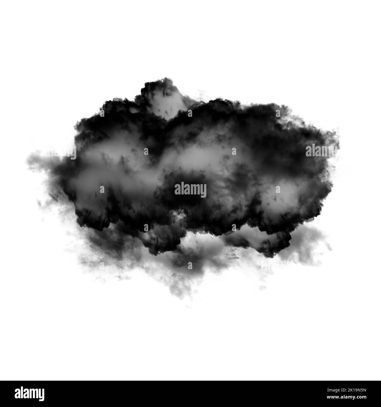 Nuage noir isolé sur fond blanc 3D illustration, forme de nuage de fumée naturelle Banque D'Images