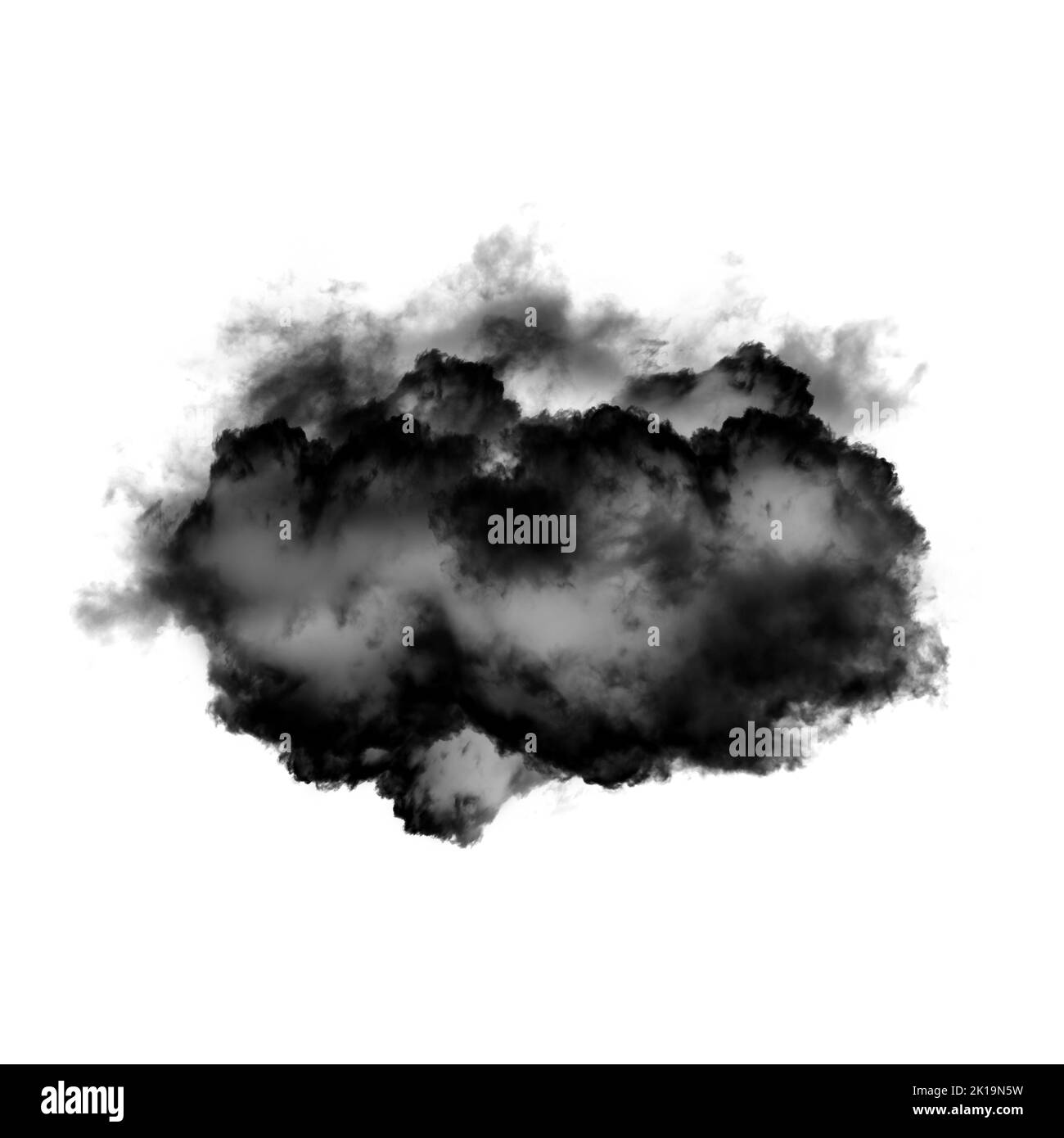 Nuage noir isolé sur fond blanc 3D illustration, forme de nuage de fumée naturelle Banque D'Images