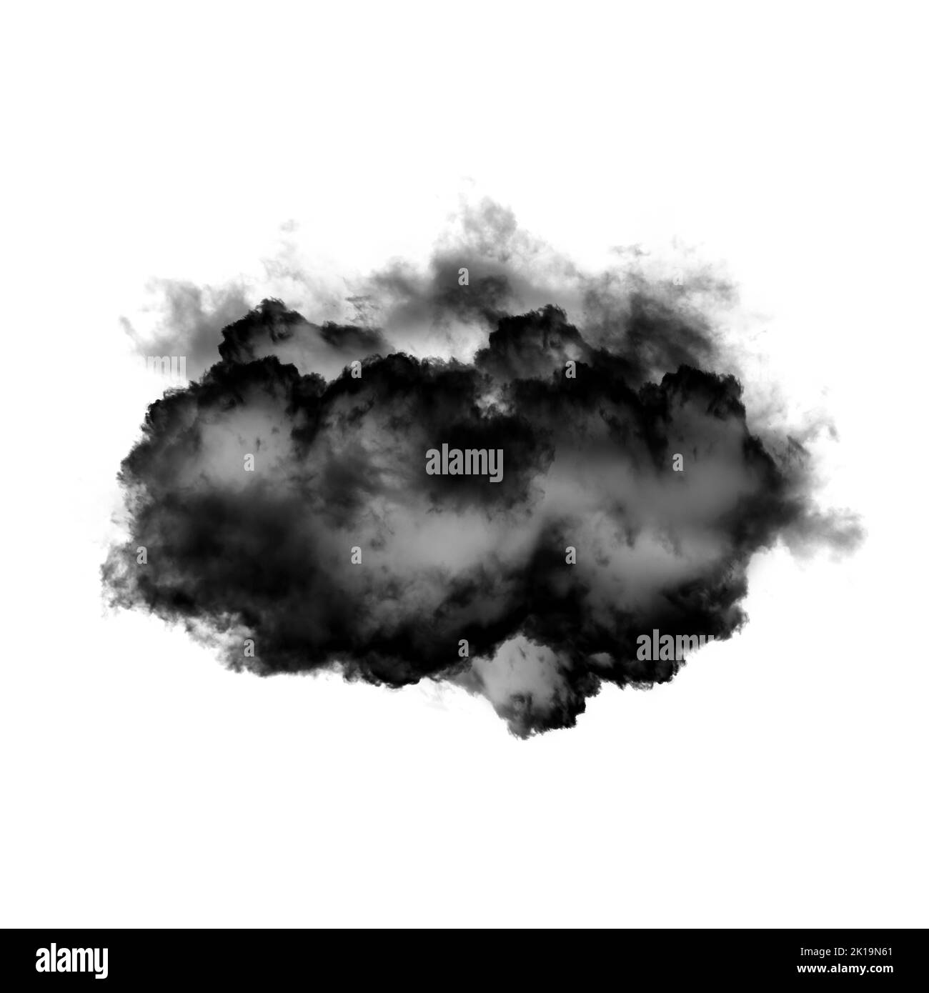 Nuage noir isolé sur fond blanc 3D illustration, forme de nuage de fumée naturelle Banque D'Images