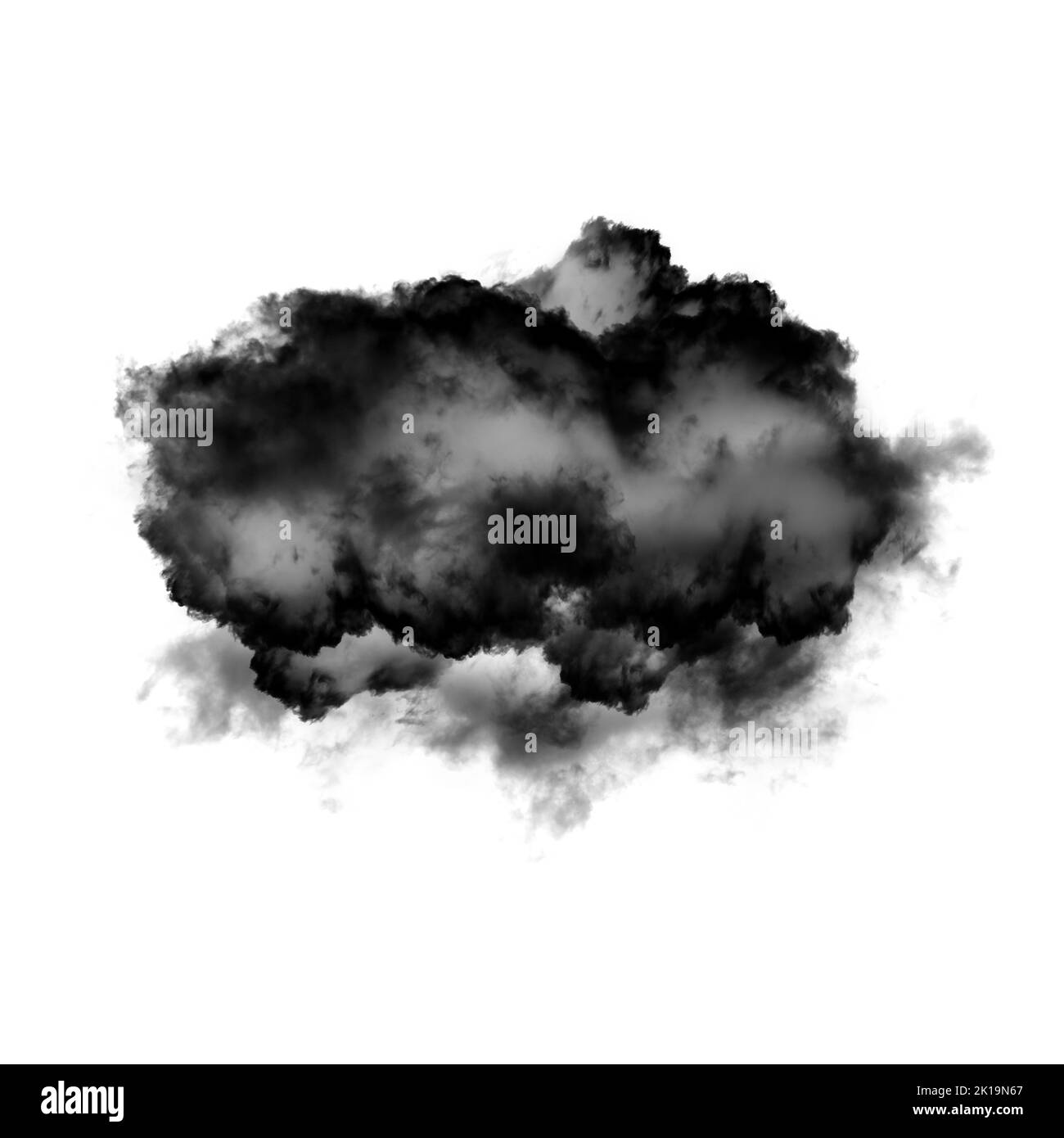 Nuage noir isolé sur fond blanc 3D illustration, forme de nuage de fumée naturelle Banque D'Images