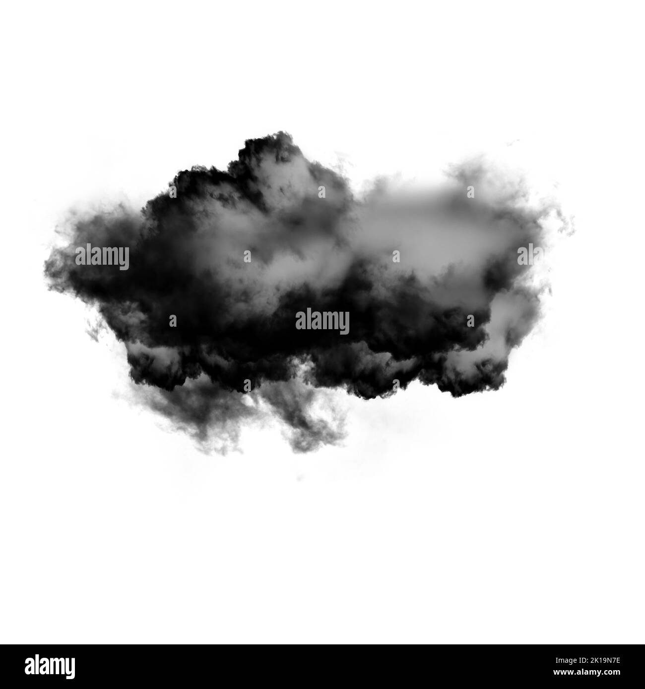 Nuage noir isolé sur fond blanc 3D illustration, forme de nuage de fumée naturelle Banque D'Images