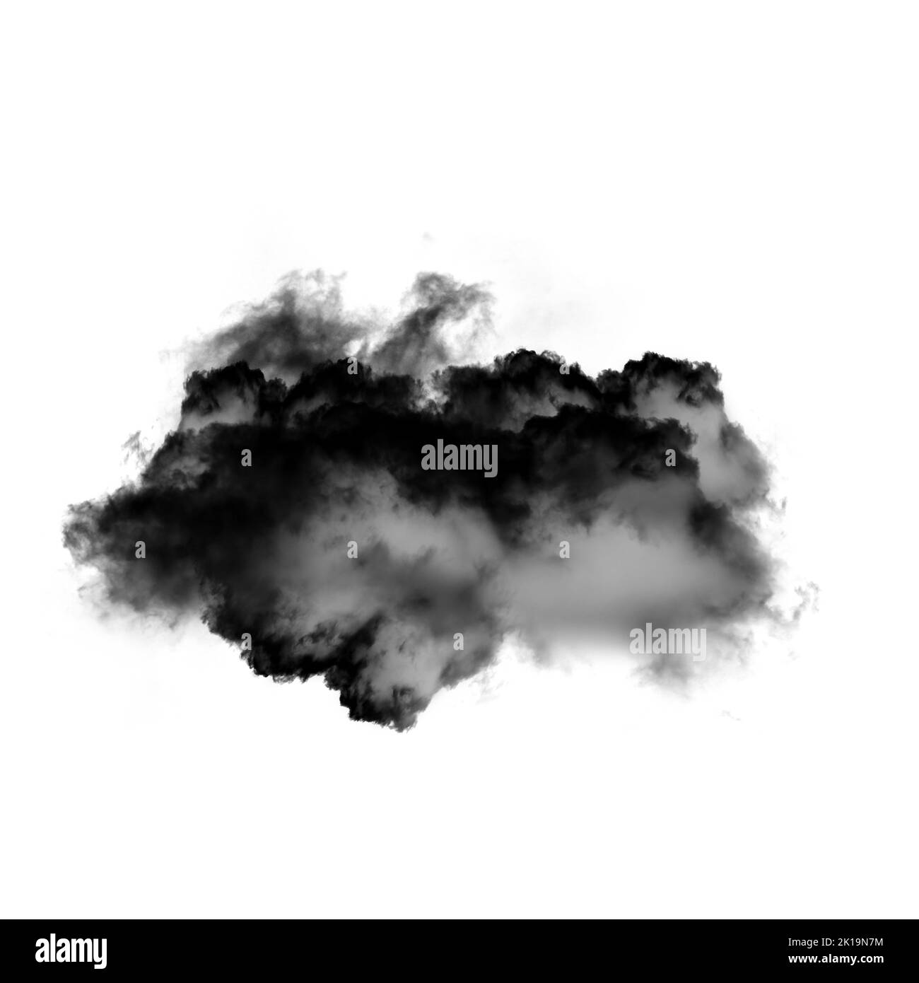 Nuage noir isolé sur fond blanc 3D illustration, forme de nuage de fumée naturelle Banque D'Images