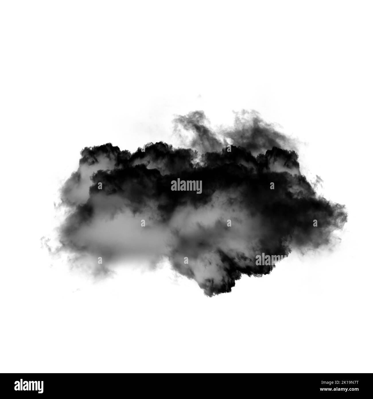 Nuage noir isolé sur fond blanc 3D illustration, forme de nuage de fumée naturelle Banque D'Images