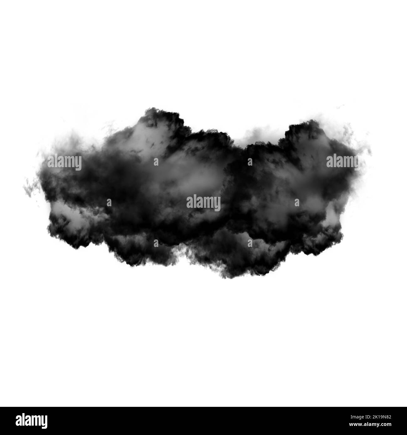 Nuage noir isolé sur fond blanc 3D illustration, forme de nuage de fumée naturelle Banque D'Images