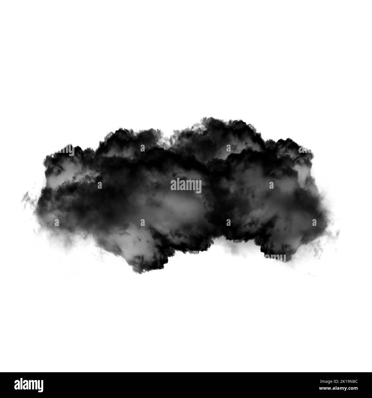 Nuage noir isolé sur fond blanc 3D illustration, forme de nuage de fumée naturelle Banque D'Images