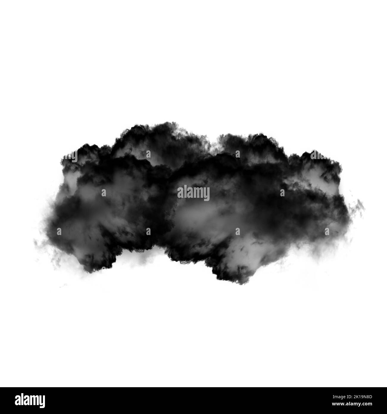 Nuage noir isolé sur fond blanc 3D illustration, forme de nuage de fumée naturelle Banque D'Images