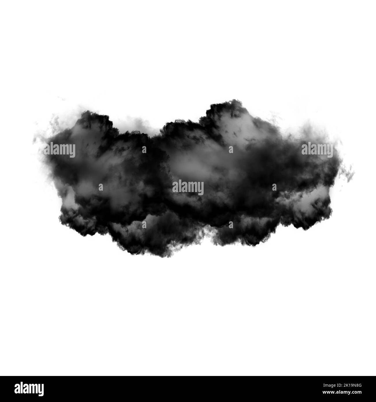 Nuage noir isolé sur fond blanc 3D illustration, forme de nuage de fumée naturelle Banque D'Images