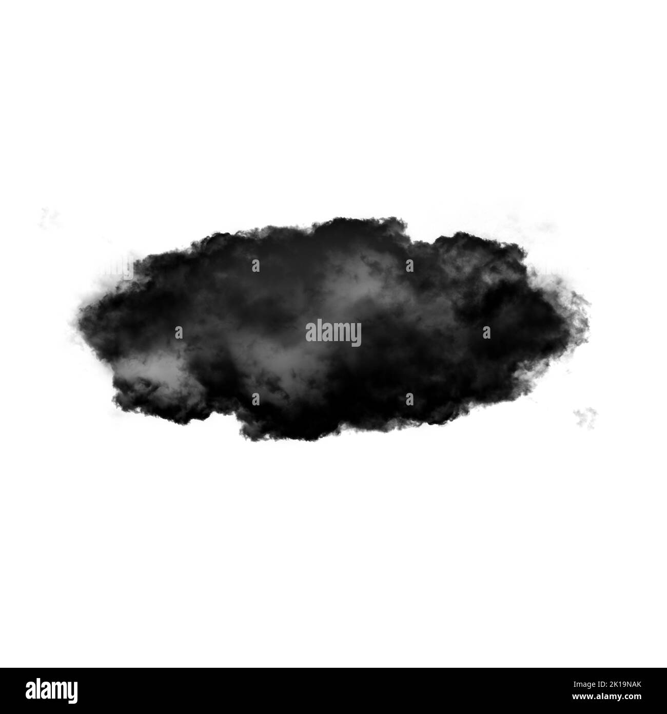 Nuage noir isolé sur fond blanc 3D illustration, forme de nuage de fumée naturelle Banque D'Images