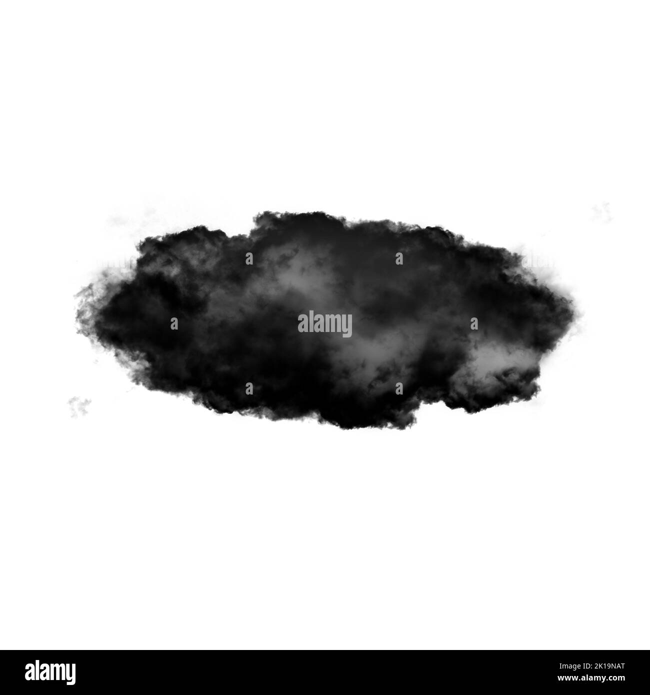 Nuage noir isolé sur fond blanc 3D illustration, forme de nuage de fumée naturelle Banque D'Images