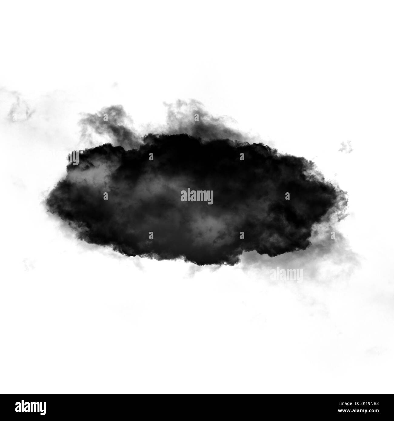 Nuage noir isolé sur fond blanc 3D illustration, forme de nuage de fumée naturelle Banque D'Images