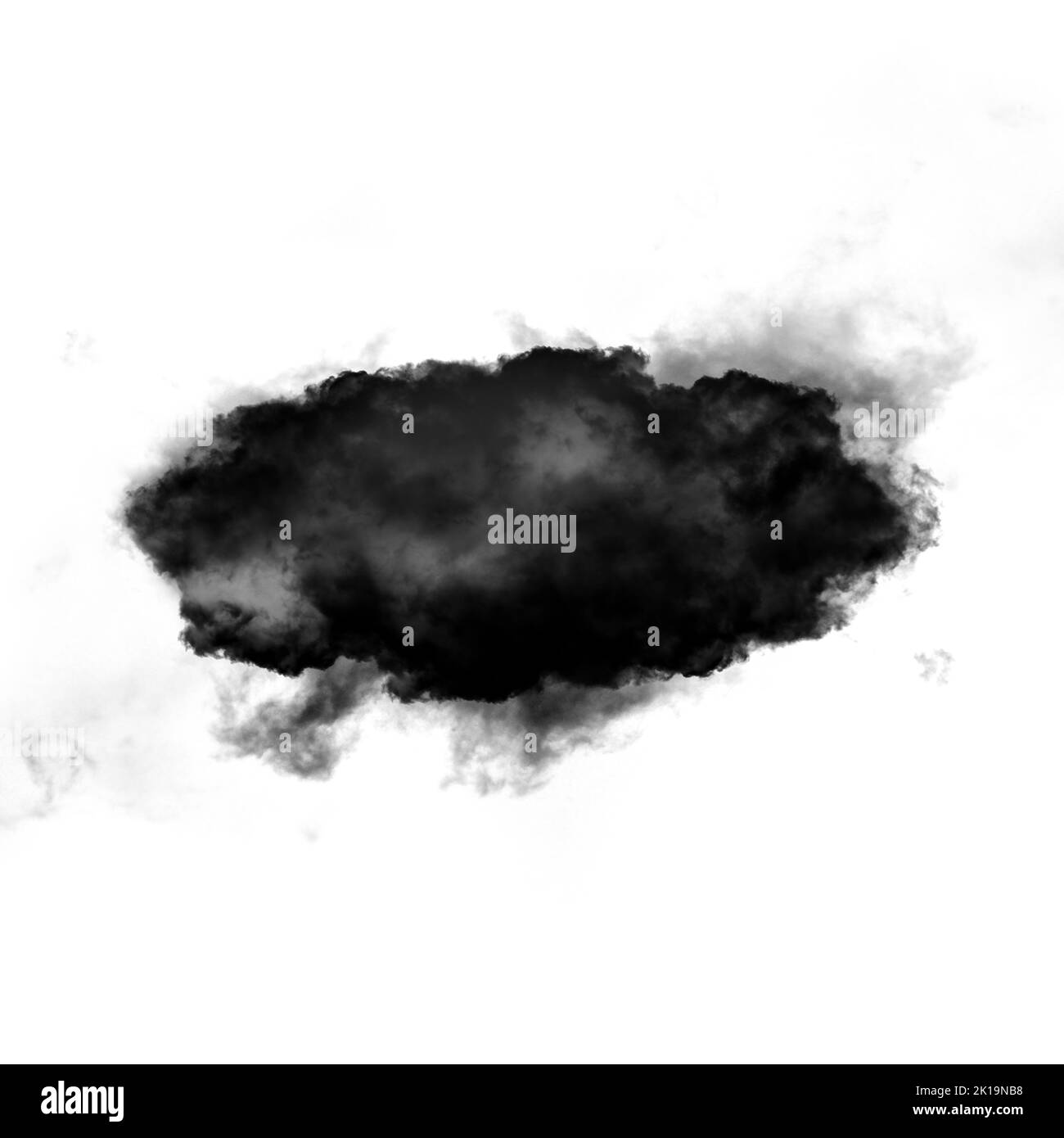 Nuage noir isolé sur fond blanc 3D illustration, forme de nuage de fumée naturelle Banque D'Images