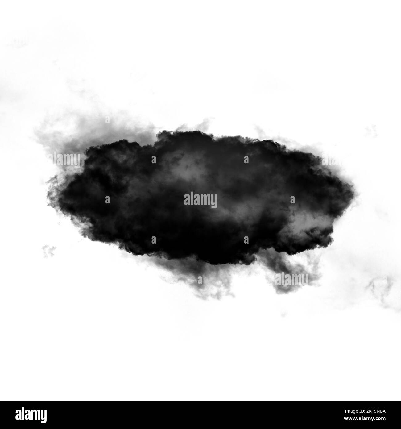 Nuage noir isolé sur fond blanc 3D illustration, forme de nuage de fumée naturelle Banque D'Images