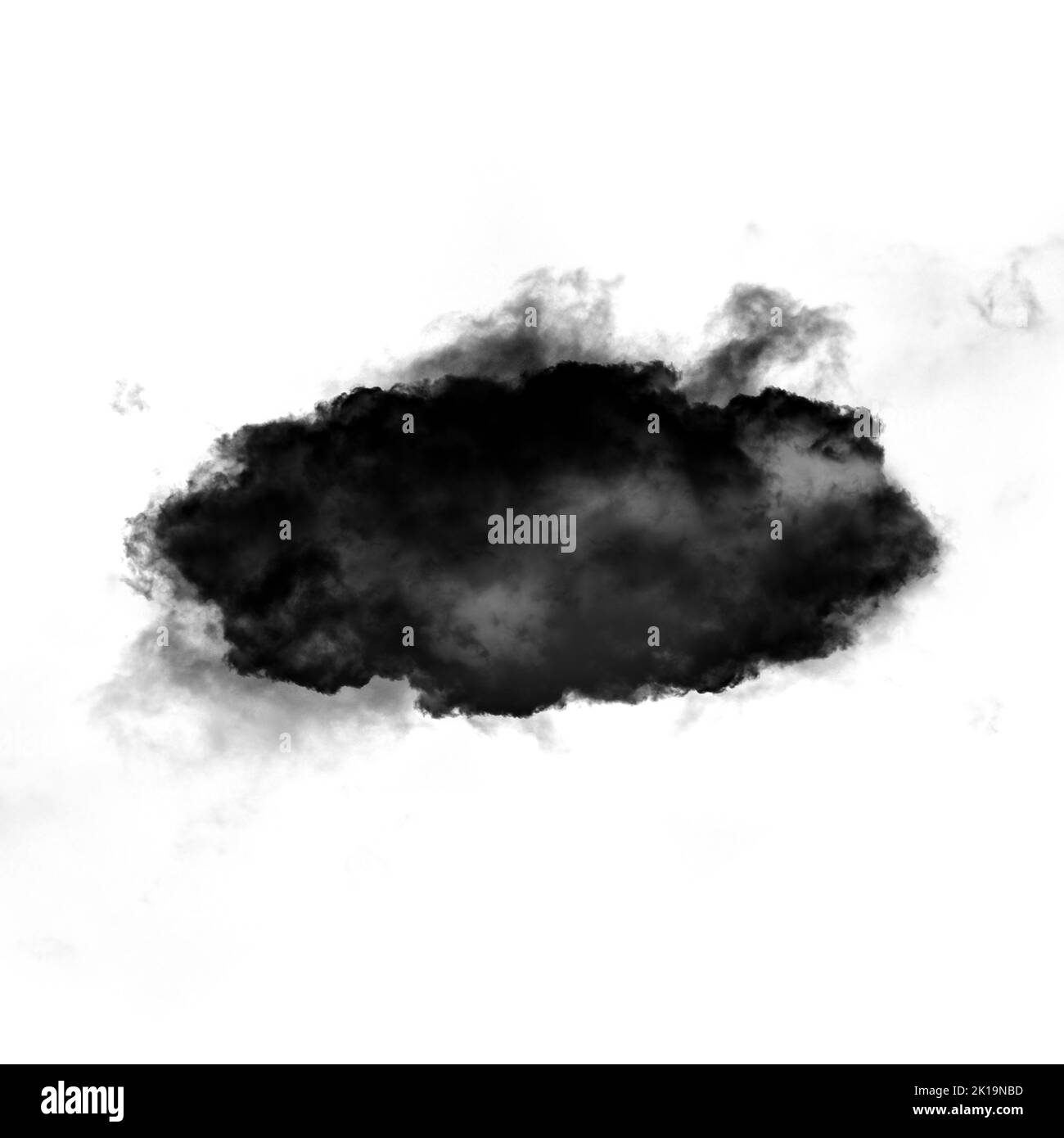 Nuage noir isolé sur fond blanc 3D illustration, forme de nuage de fumée naturelle Banque D'Images