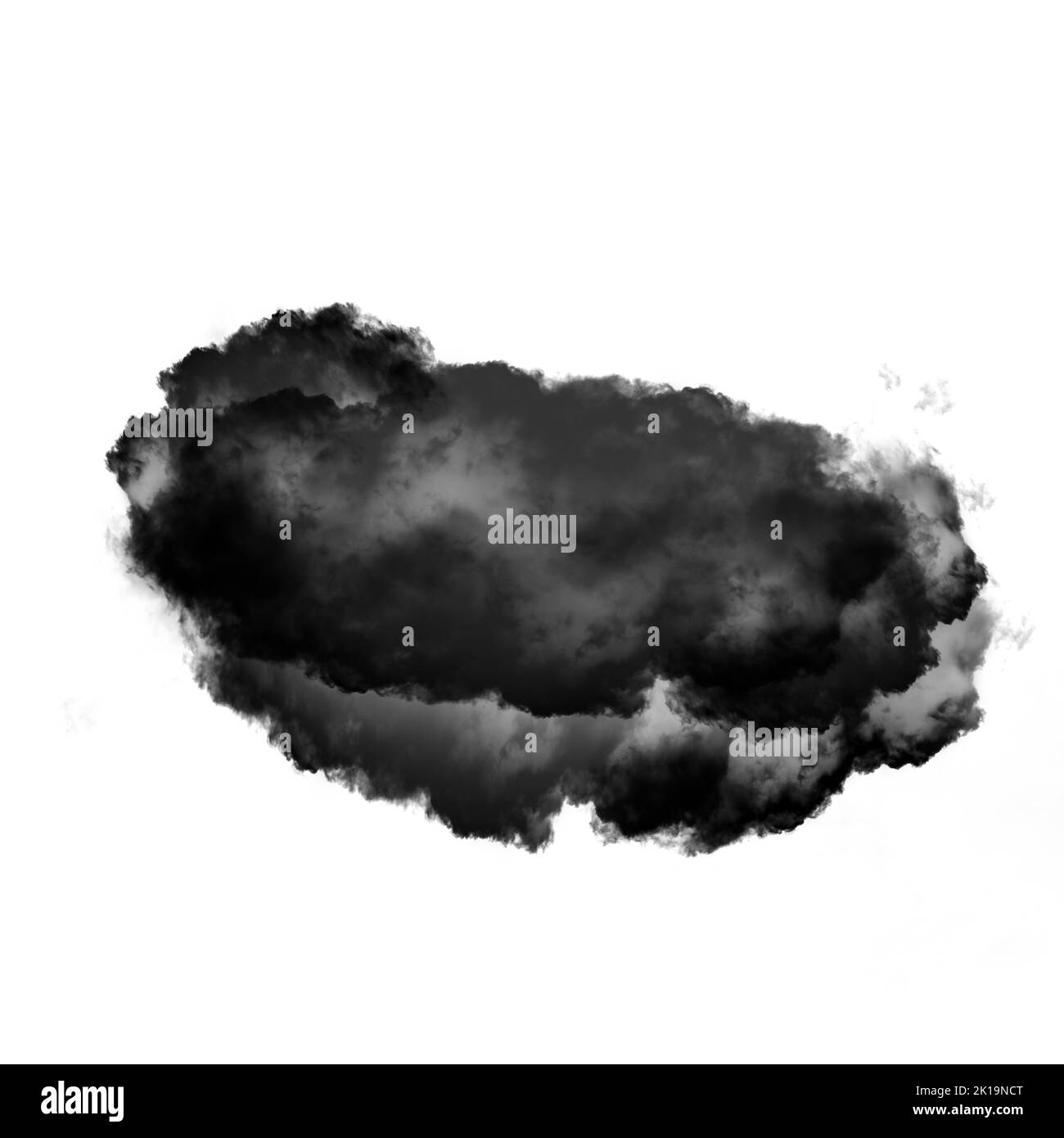 Nuage noir isolé sur fond blanc 3D illustration, forme de nuage de fumée naturelle Banque D'Images