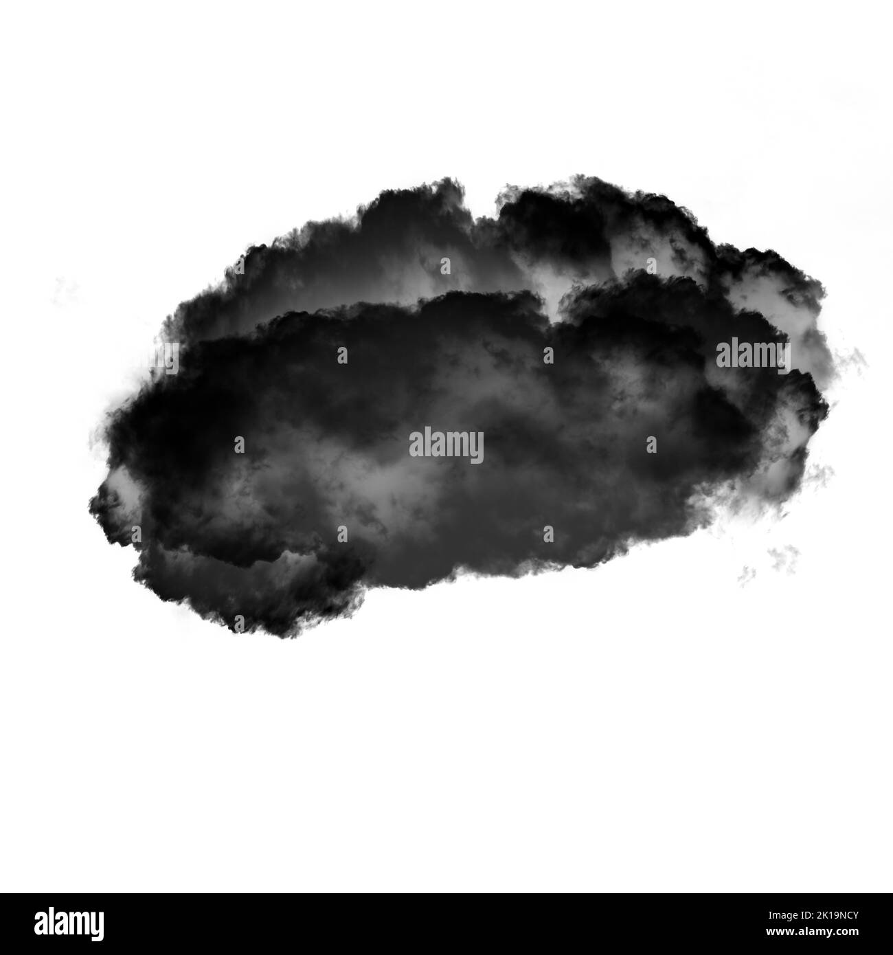 Nuage noir isolé sur fond blanc 3D illustration, forme de nuage de fumée naturelle Banque D'Images