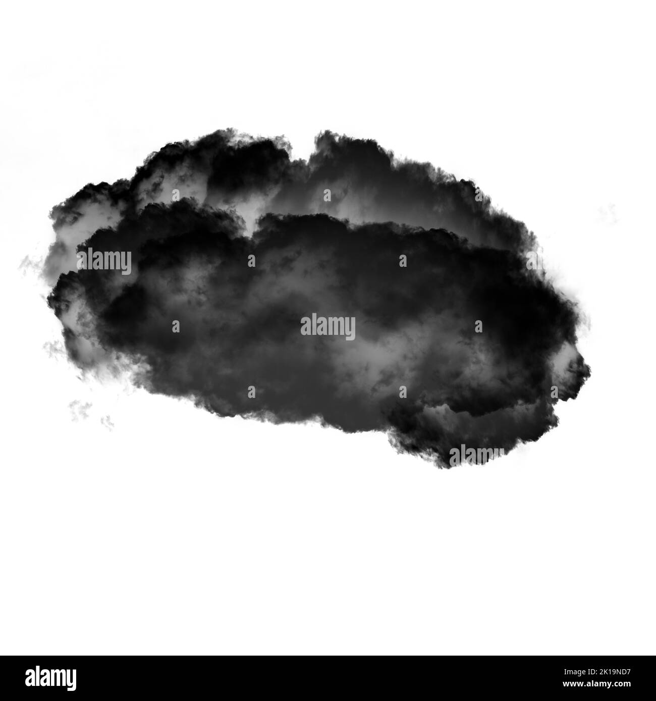 Nuage noir isolé sur fond blanc 3D illustration, forme de nuage de fumée naturelle Banque D'Images
