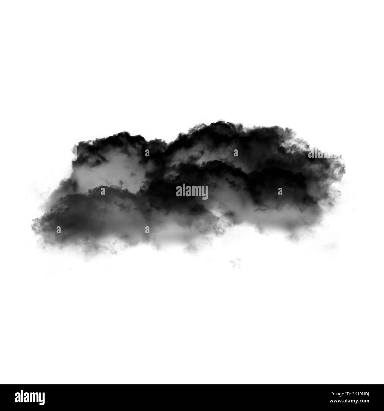 Nuage noir isolé sur fond blanc 3D illustration, forme de nuage de fumée naturelle Banque D'Images