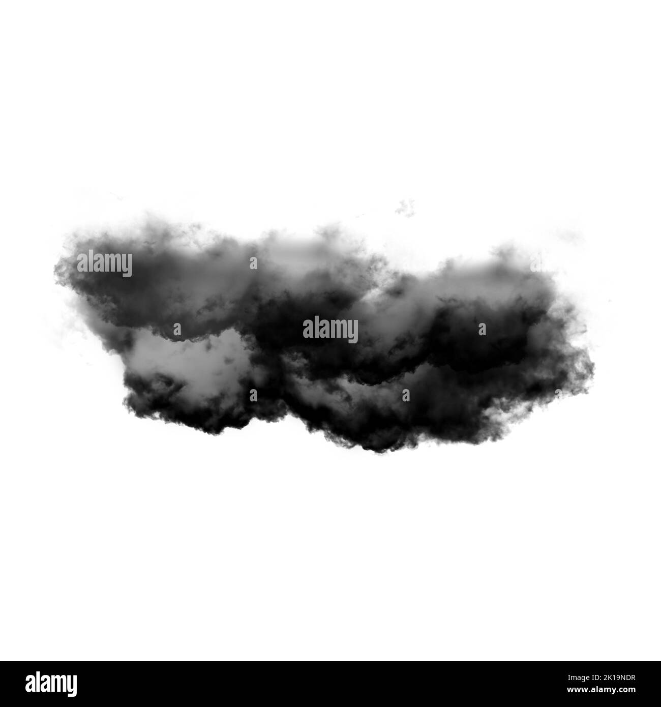 Nuage noir isolé sur fond blanc 3D illustration, forme de nuage de fumée naturelle Banque D'Images