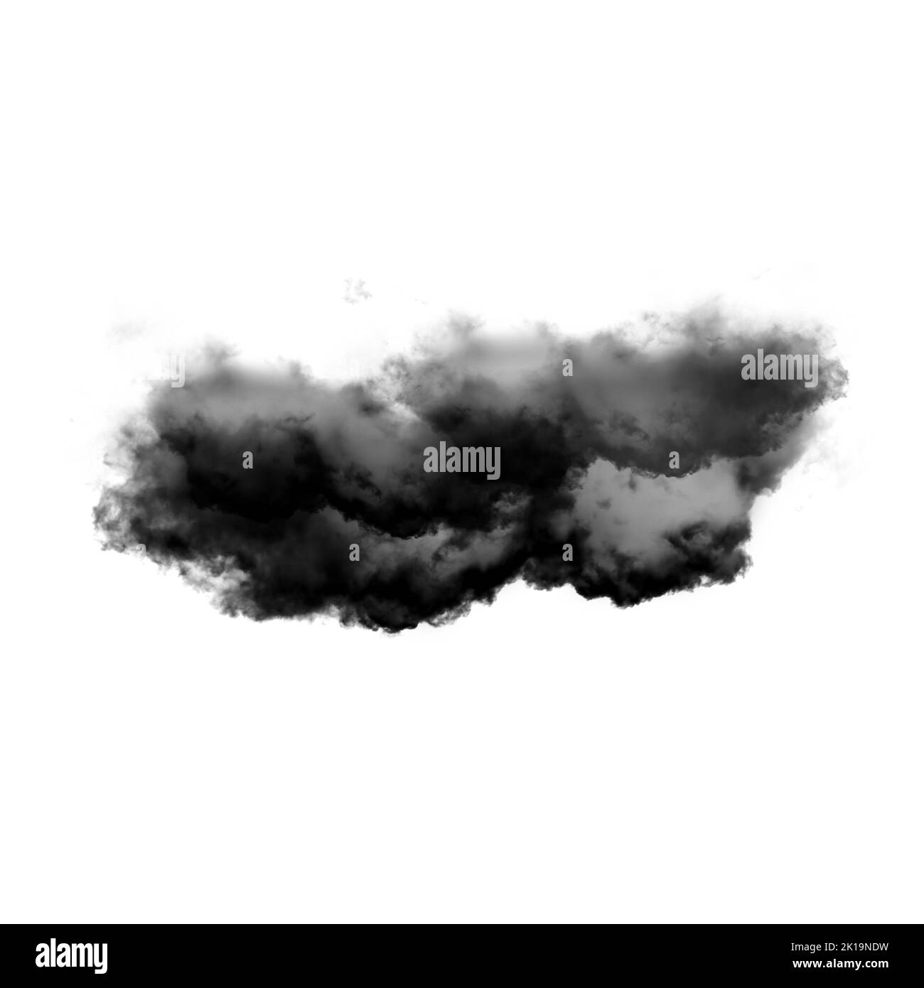 Nuage noir isolé sur fond blanc 3D illustration, forme de nuage de fumée naturelle Banque D'Images