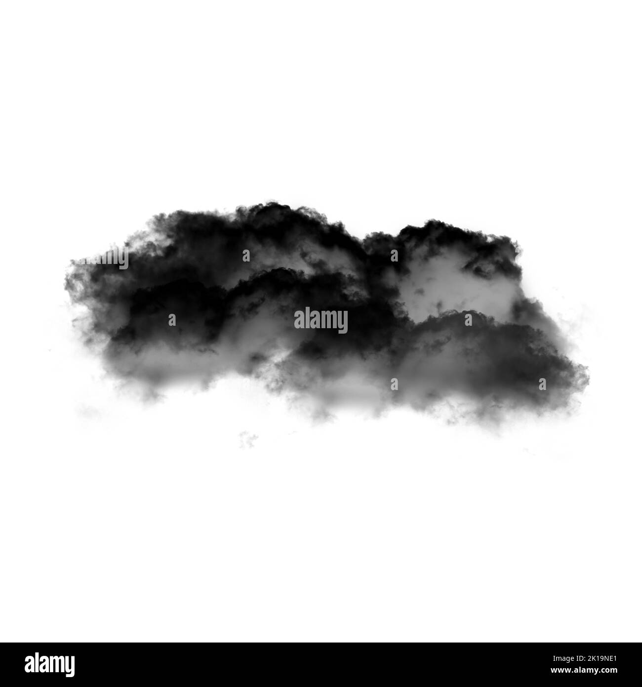 Nuage noir isolé sur fond blanc 3D illustration, forme de nuage de fumée naturelle Banque D'Images