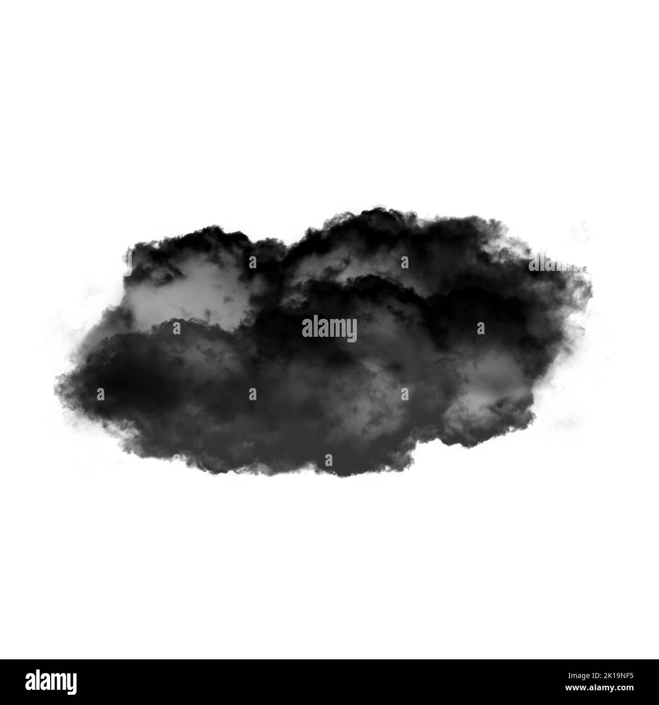 Nuage noir isolé sur fond blanc 3D illustration, forme de nuage de fumée naturelle Banque D'Images