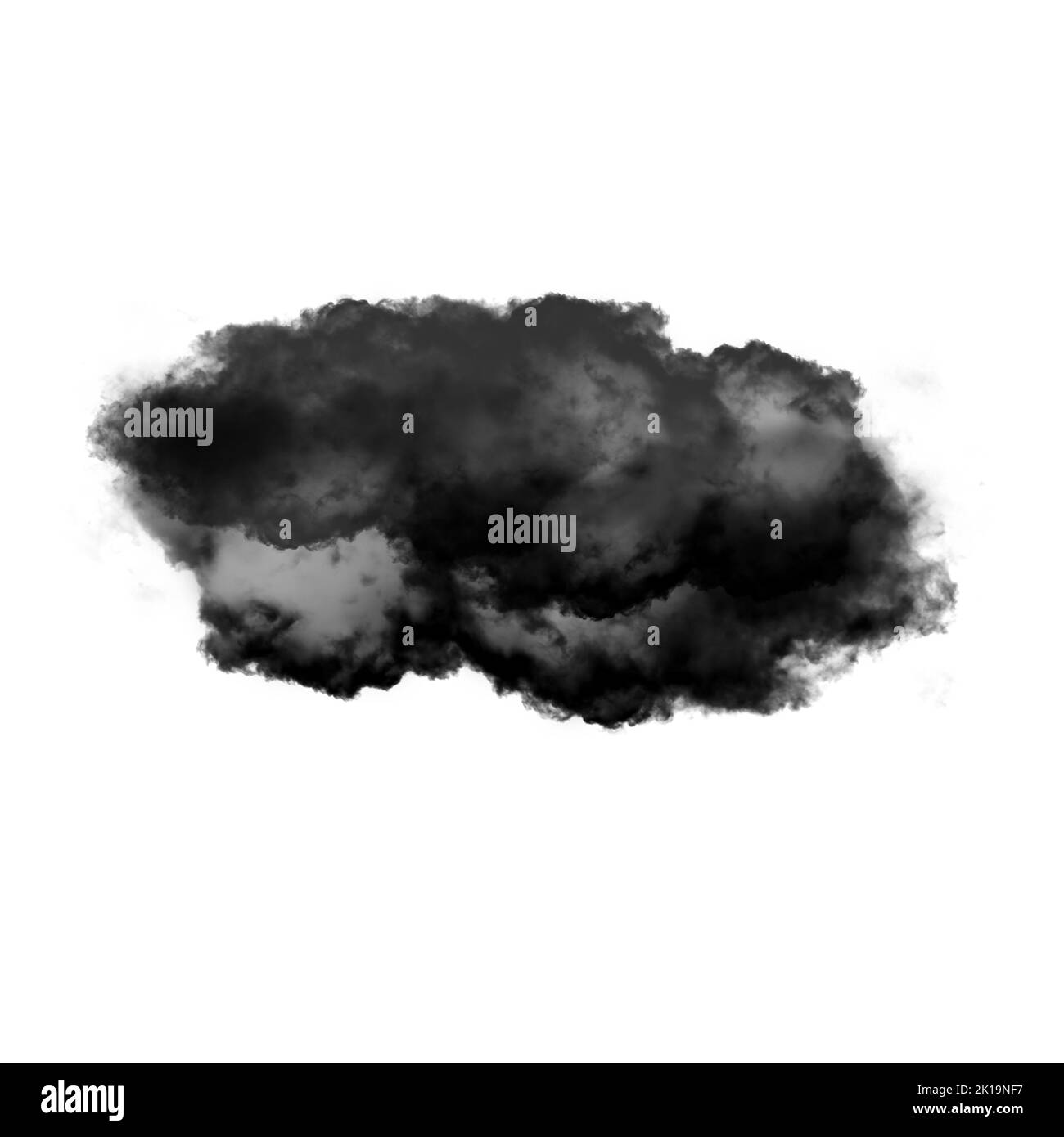 Nuage noir isolé sur fond blanc 3D illustration, forme de nuage de fumée naturelle Banque D'Images